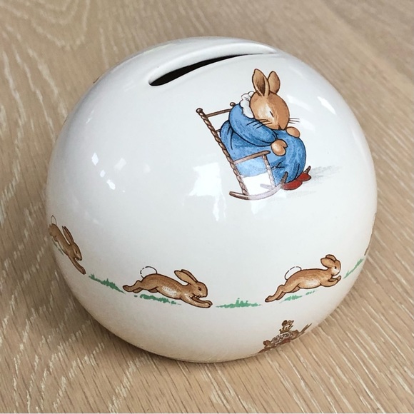 ⭐️Royal Doulton⭐️Bunnykins Coin Piggy bank Made in England Spherical Rabbit Kids - Picture 6 of 11